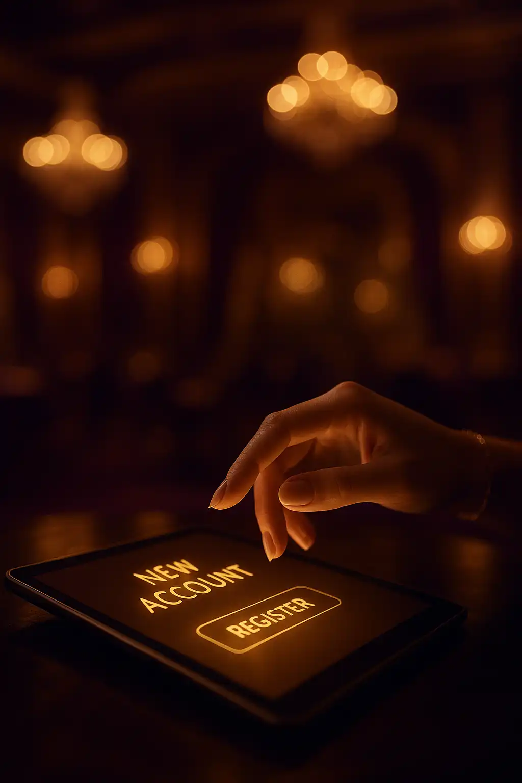 Player registering an account on a tablet